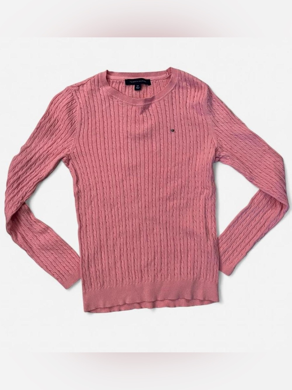 Tommy Hilfiger Rose Pink Cable Knit Crew Sweater